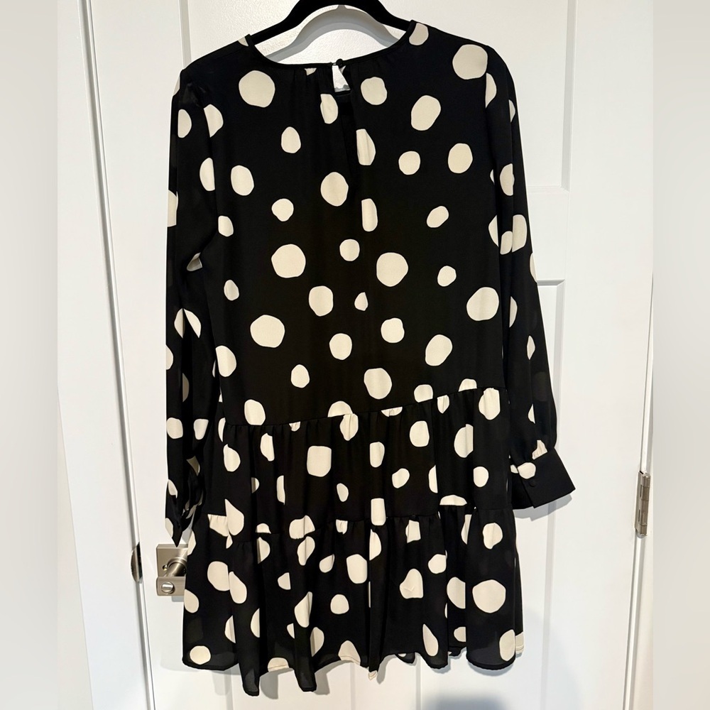 Who what wear polka dot dress with long sleeves and tiered skirt - Picture 2 of 3